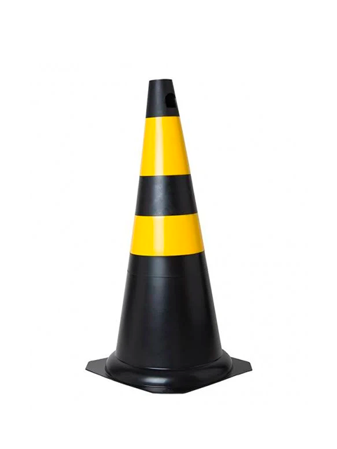 Cone Rígido Preto e Amarelo 75 cm